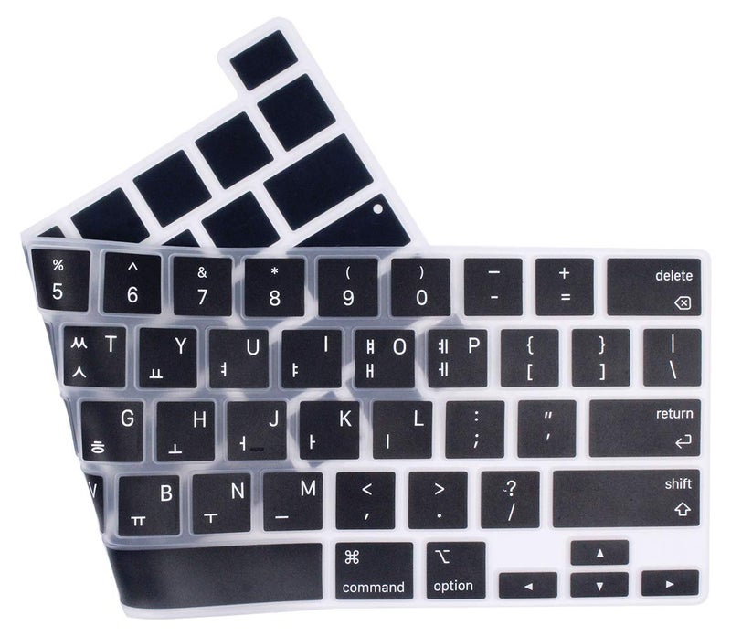 UHamn Korean Language Silicone Keyboard Cover Skin Compatible with 2020 2019 MacBook Pro 16 inch with Retina Display Model A2141, 2022 2021 2020 MacBook Pro 13 inch with M2/M1 Chip A2338 A2289 A2251 (Black) - Image 2